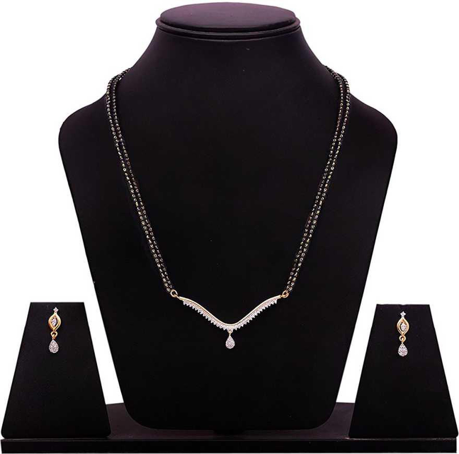 Shimti Alloy Gold-plated Gold, Black, White Jewellery Set (Pack of 1) – Black