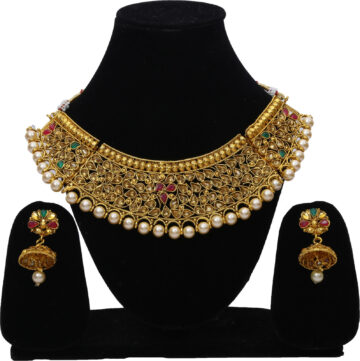 Shimti Alloy Gold-plated Gold, Multicolor Jewellery Set – Multicolor