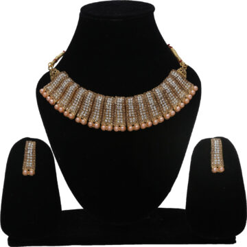 Shimti Alloy Gold-plated Gold, White Jewellery Set (Pack of 1) – Gold