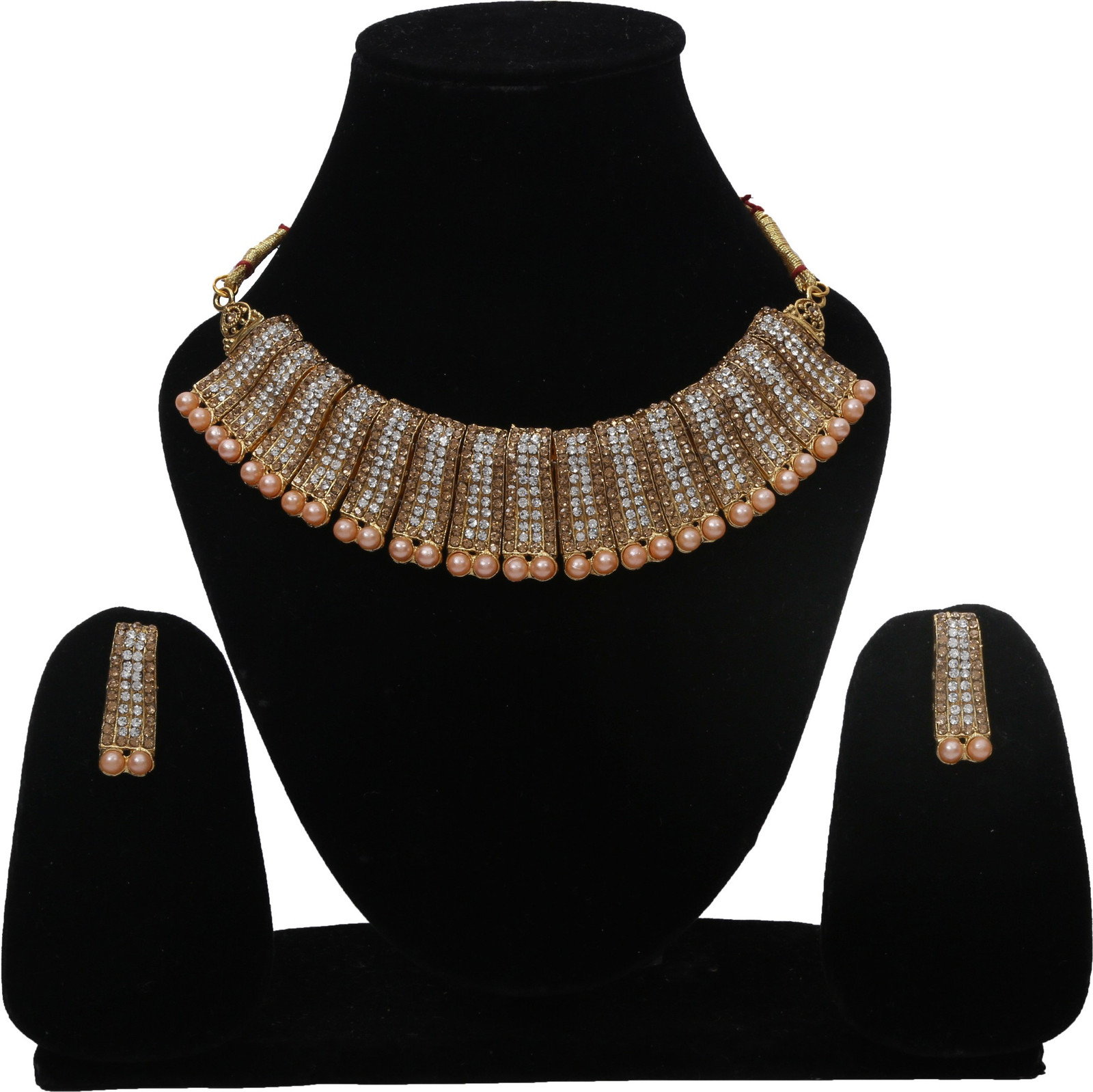 Shimti Alloy Gold-plated Gold, White Jewellery Set (Pack of 1) – Gold
