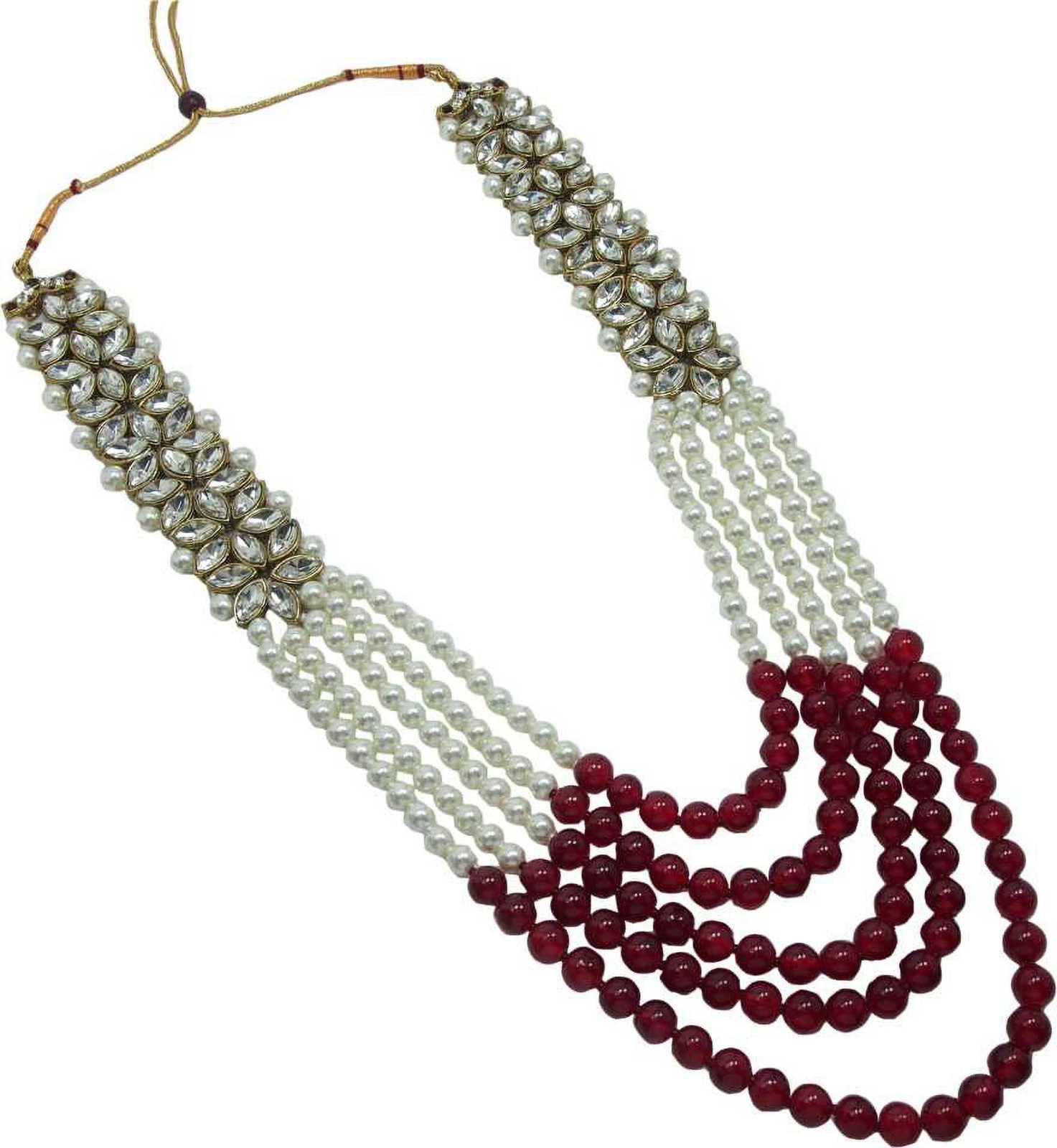 Shimti Alloy Gold-plated Maroon, White Jewellery Set – White – view 3