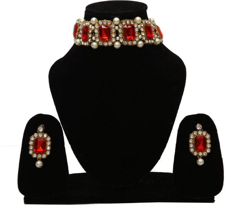 Shimti Alloy Gold-plated Red, Gold Jewellery Set – Red