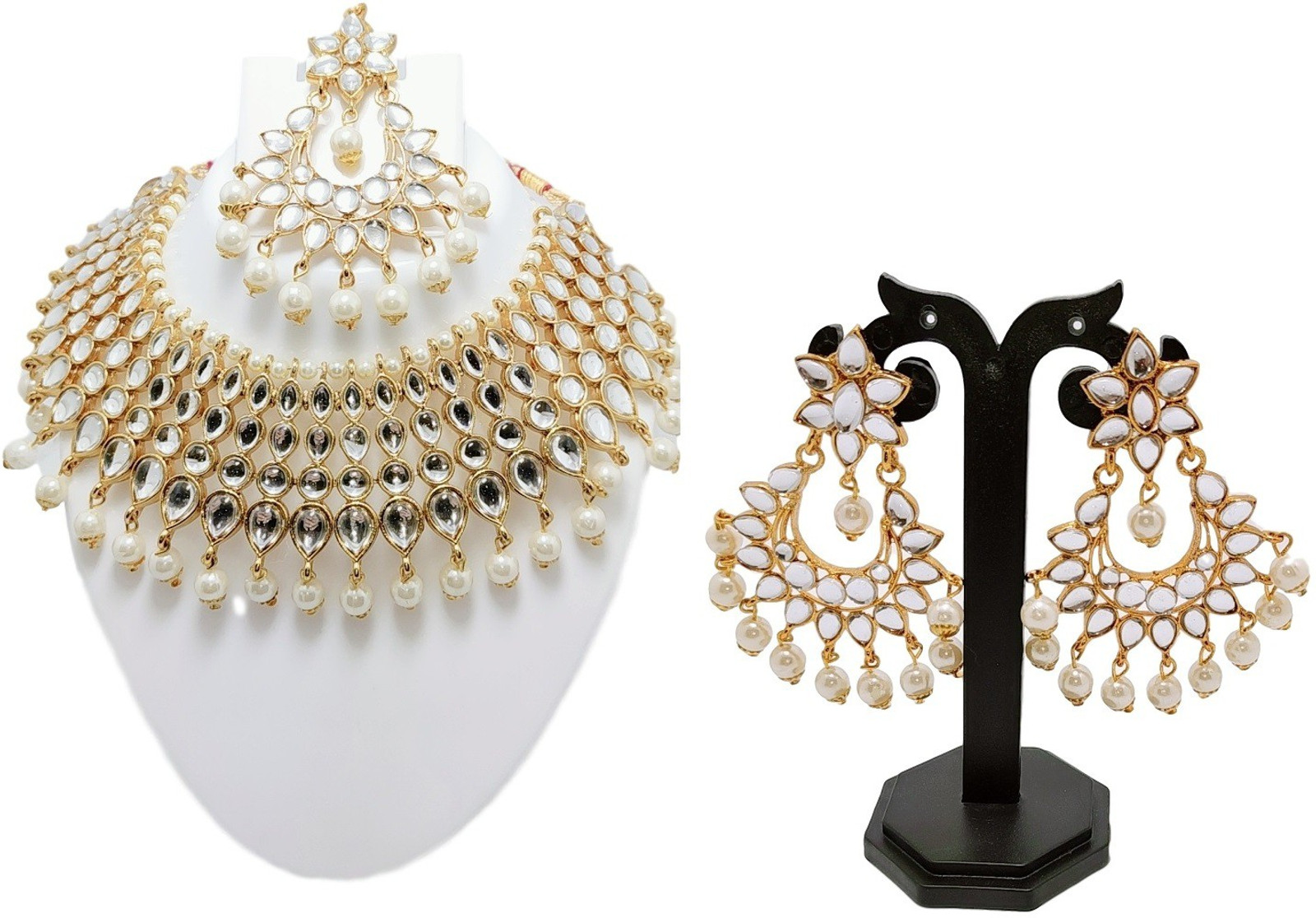 Shimti Alloy Gold-plated White, Gold Jewellery Set (Pack of 1) – White