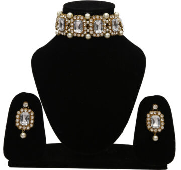 Shimti Alloy Gold-plated White, Gold Jewellery Set (Pack of 1) – White