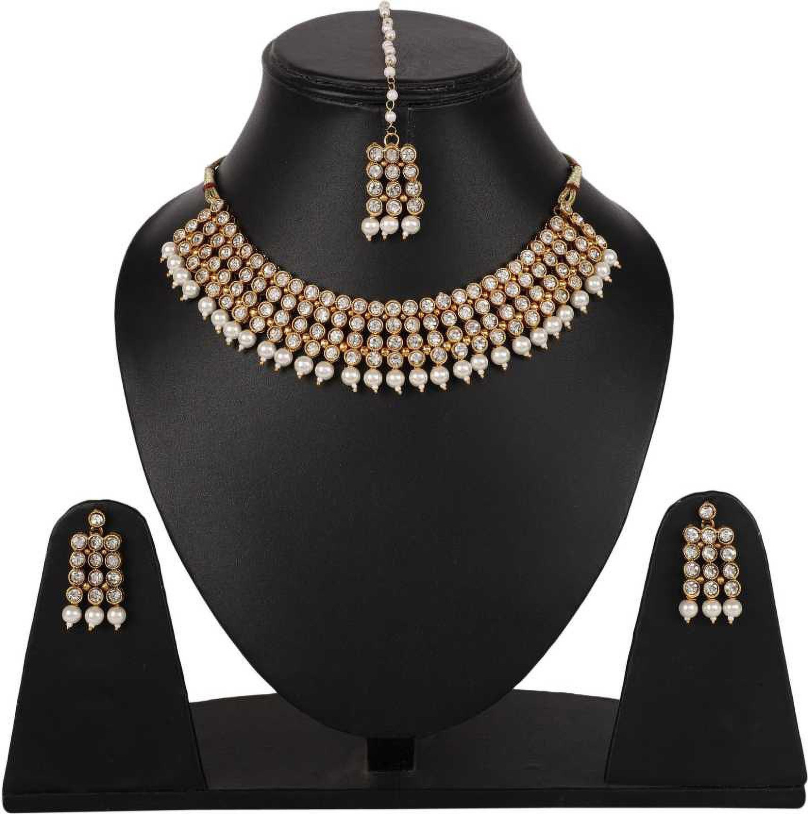 Shimti Alloy Gold-plated White, Gold Jewellery Set (Pack of 1) – White