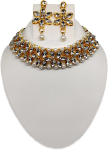 Shimti Alloy Gold-plated White Jewellery Set – White