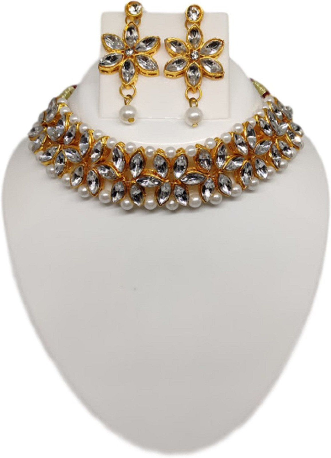 Shimti Alloy Gold-plated White Jewellery Set – White
