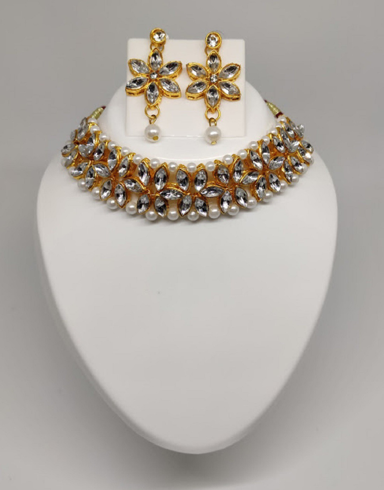 Shimti Alloy Gold-plated White Jewellery Set – White – view 4