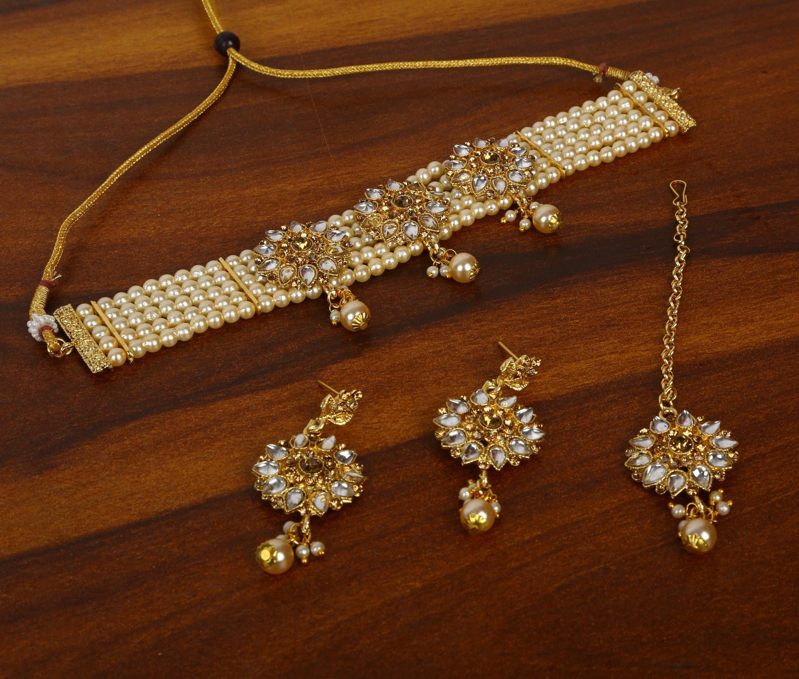Shimti Alloy Gold, White Jewellery Set – White – view 3