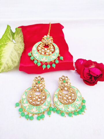 Shimti Alloy Green, Gold Jewellery Set – Green
