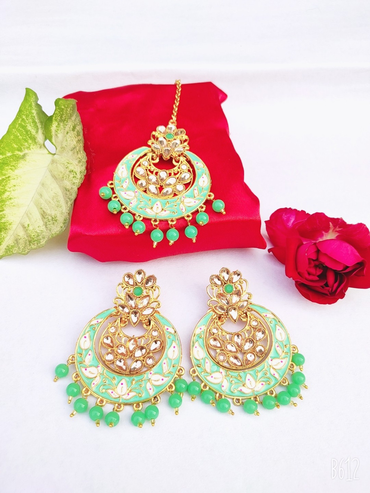 Shimti Alloy Green, Gold Jewellery Set – Green