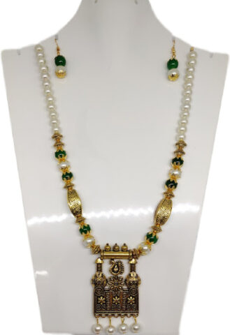 Shimti Alloy Green, White, Gold Jewellery Set (Pack of 1) – Gold