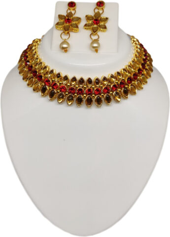 Shimti Alloy Red, Gold Jewellery Set (Pack of 1) – Gold