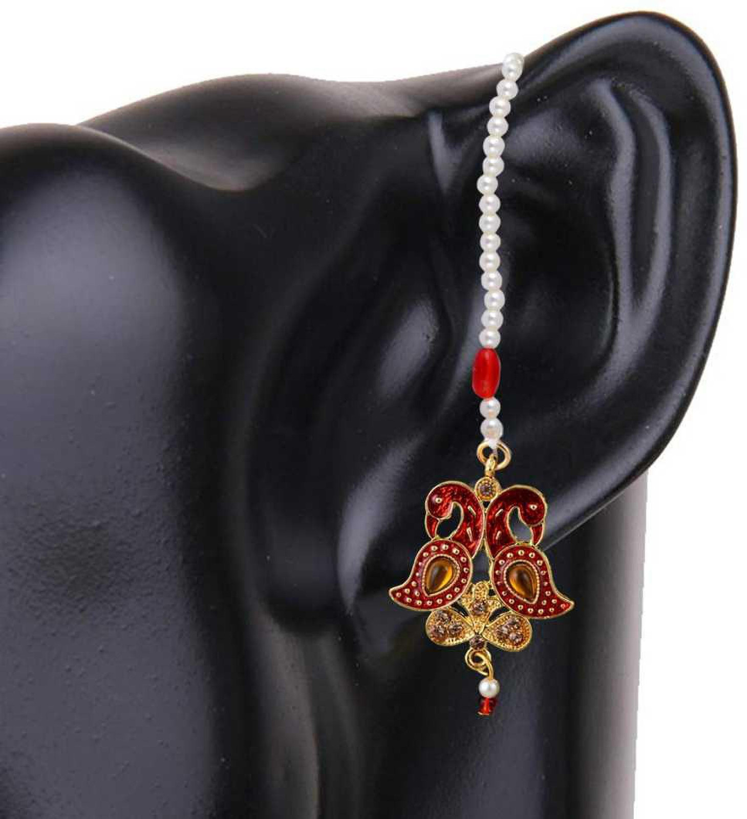 Shimti Alloy Red, Gold, White Jewellery Set – White – view 2