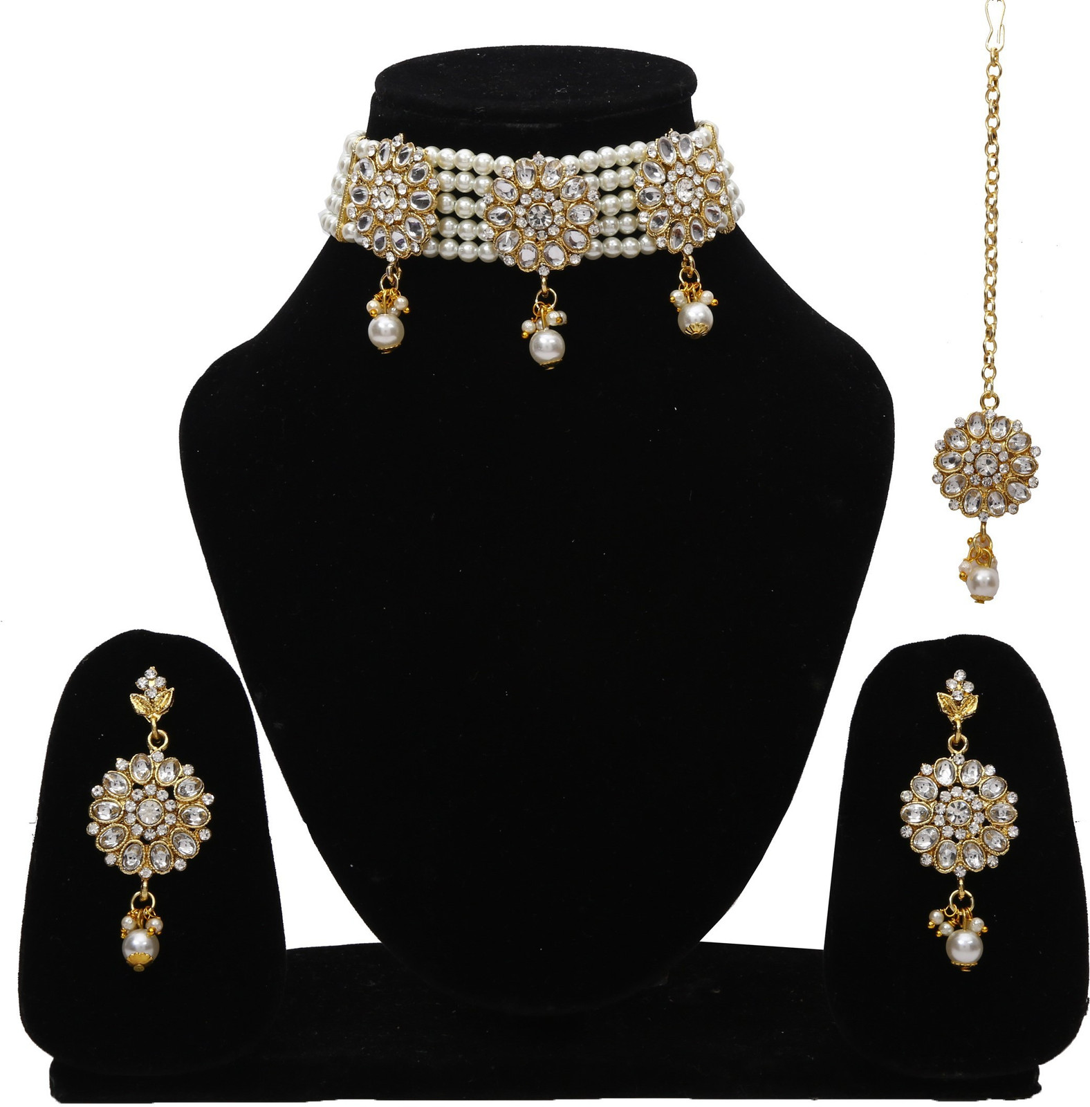 Shimti Alloy White, Gold Jewellery Set (Pack of 1) – Gold