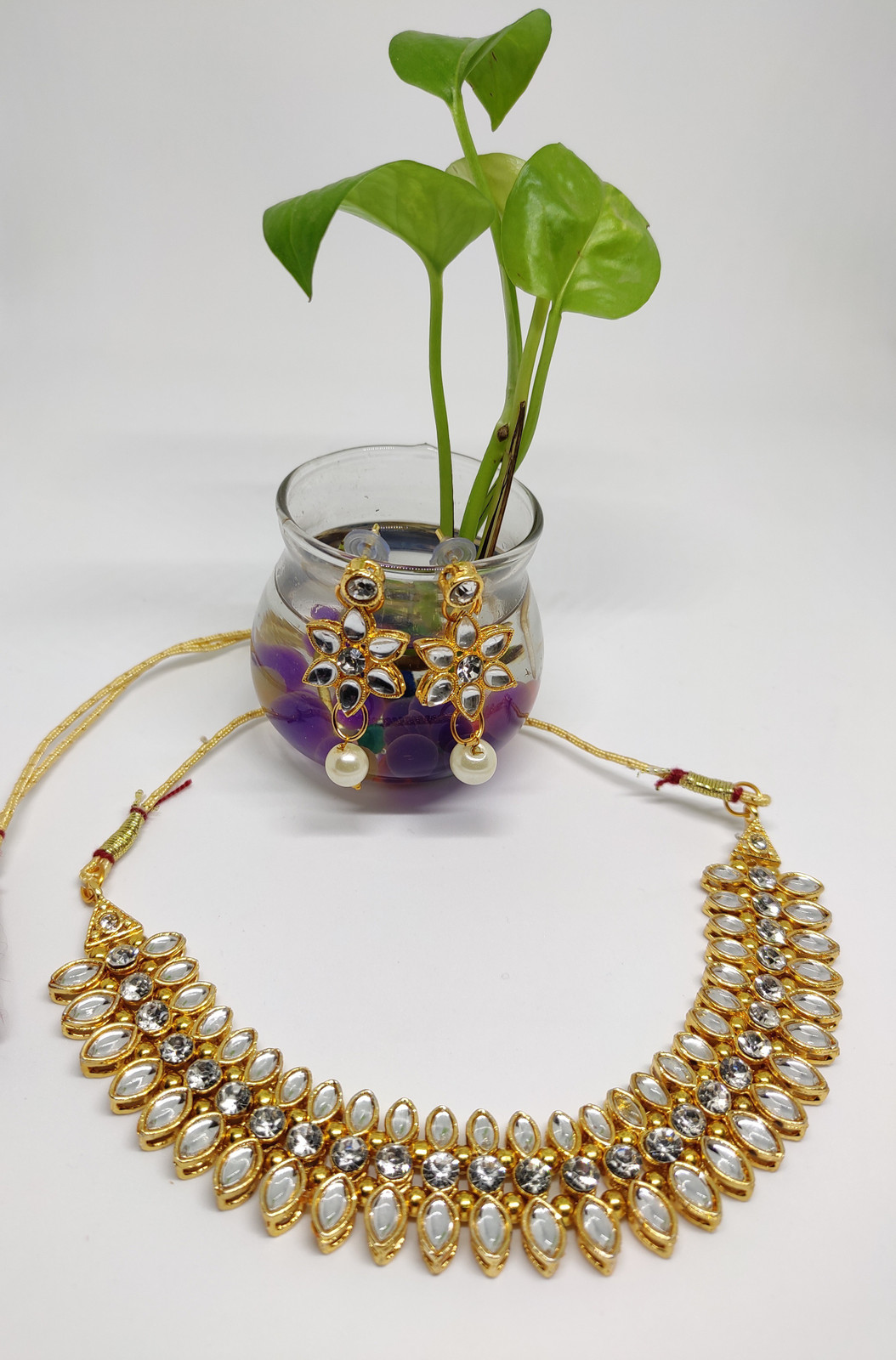 Shimti Alloy White, Gold Jewellery Set – White – view 2