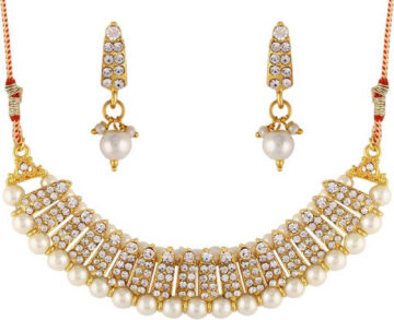 Shimti Alloy White Jewellery Set – White
