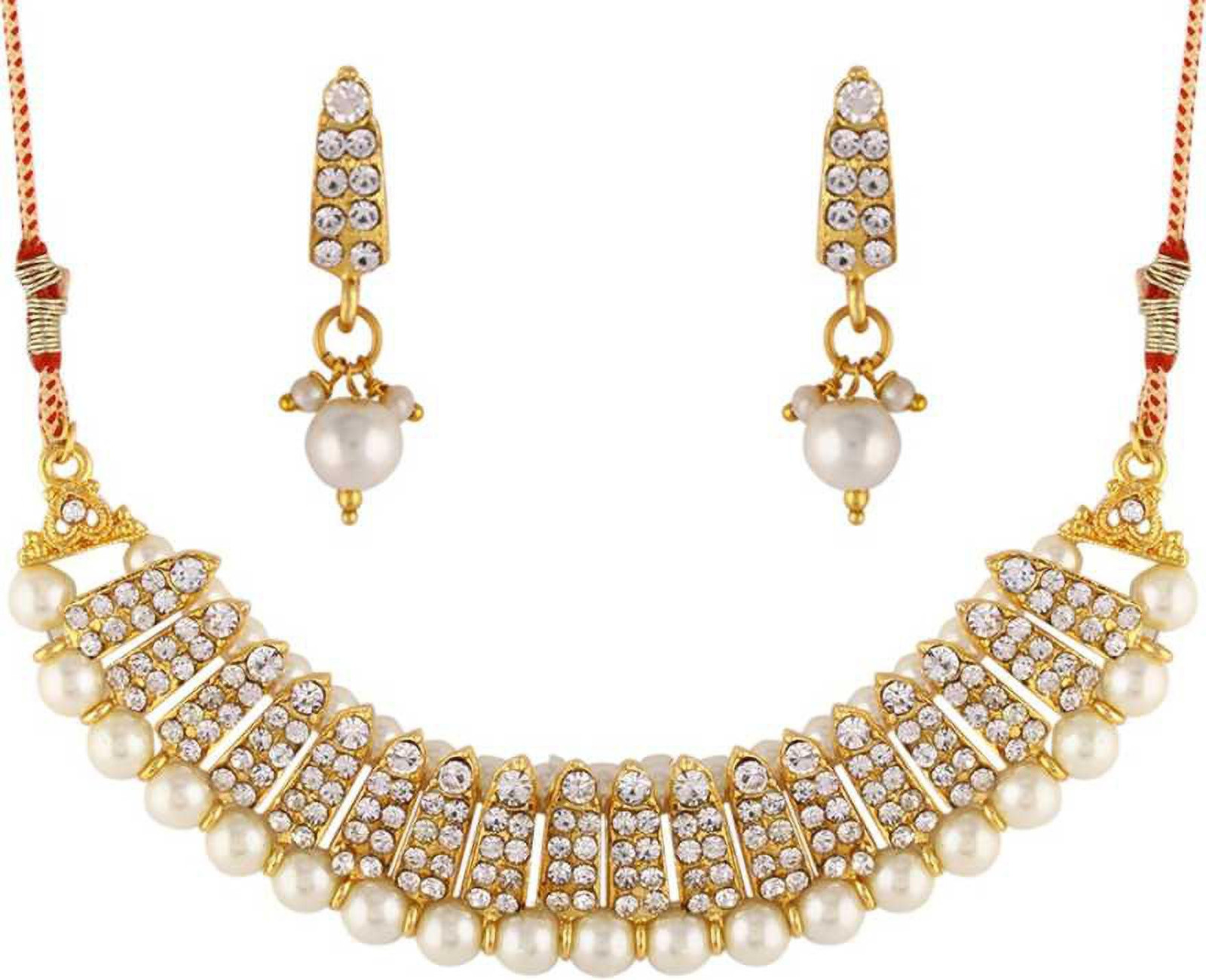 Shimti Alloy White Jewellery Set – White