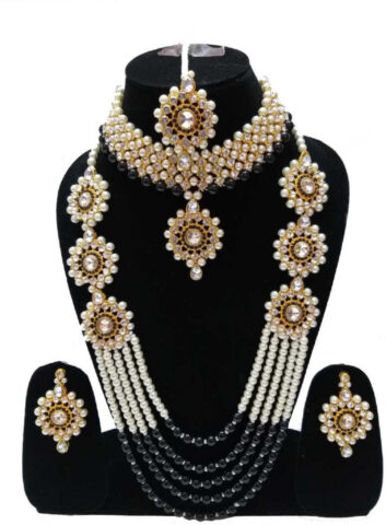 Shimti Brass Gold-plated Black Jewellery Set – Black