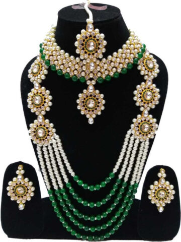 Shimti Brass Gold-plated Green Jewellery Set – Green