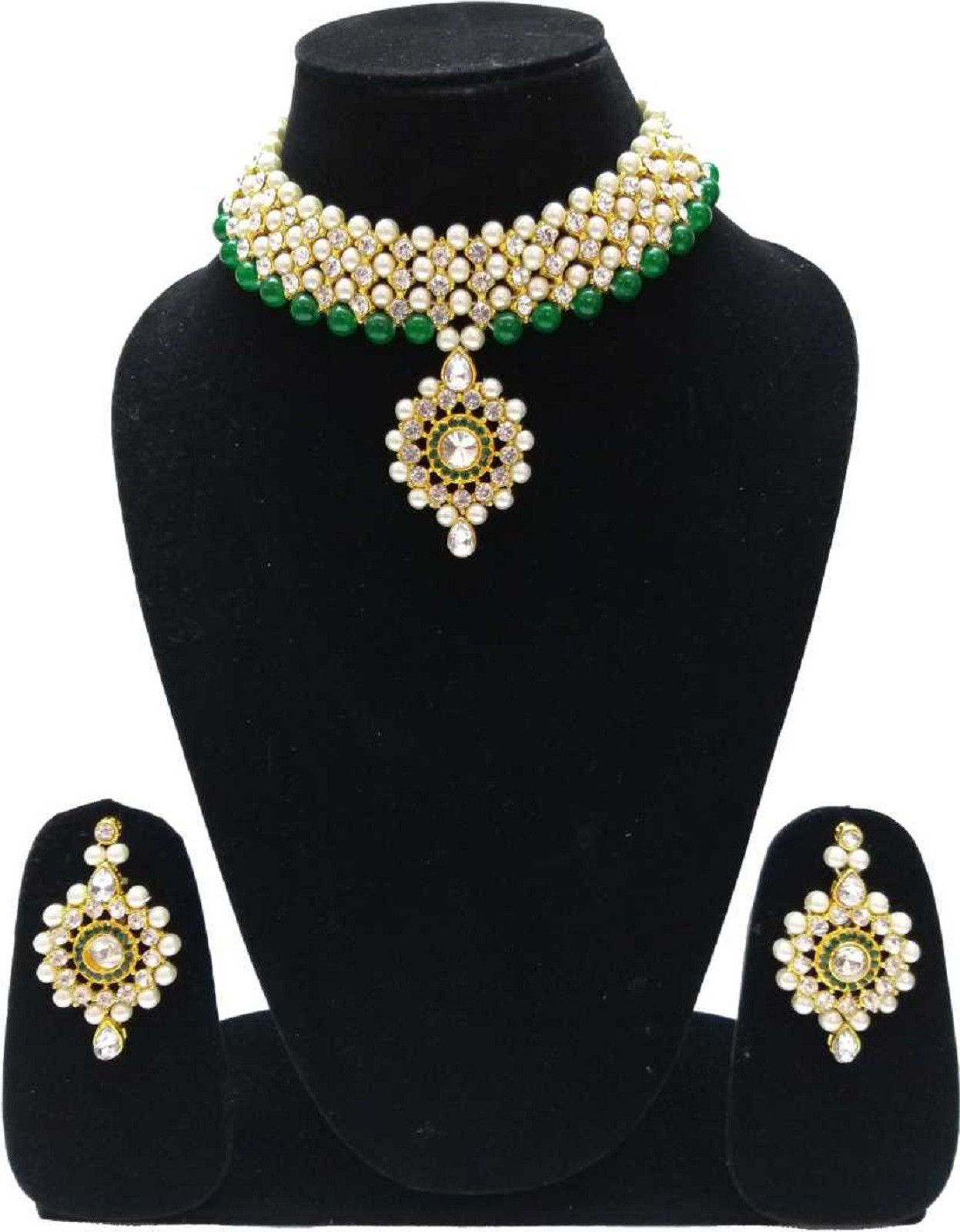 Shimti Brass Gold-plated Green Jewellery Set – Green – view 2