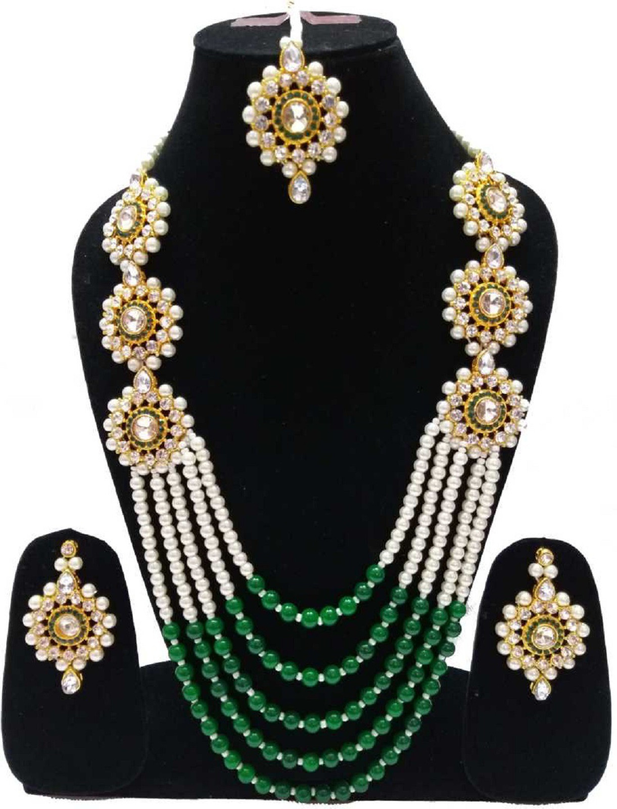 Shimti Brass Gold-plated Green Jewellery Set – Green – view 4