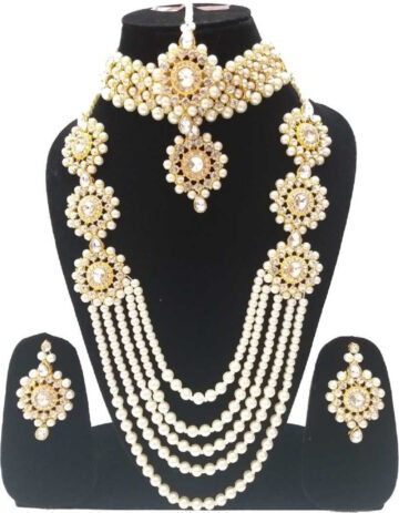 Shimti Brass Gold-plated White Jewellery Set – White