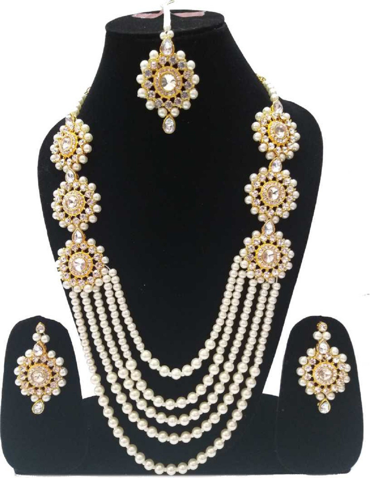 Shimti Brass Gold-plated White Jewellery Set – White – view 3