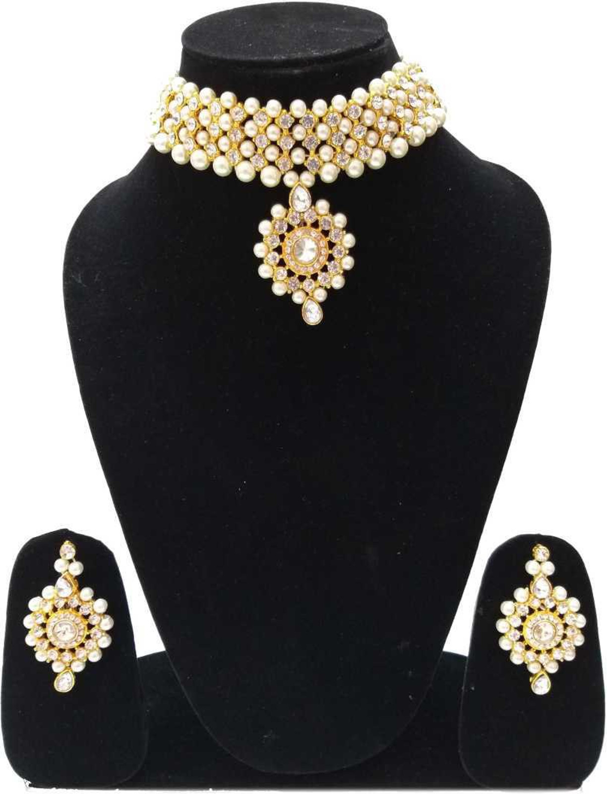 Shimti Brass Gold-plated White Jewellery Set – White – view 4