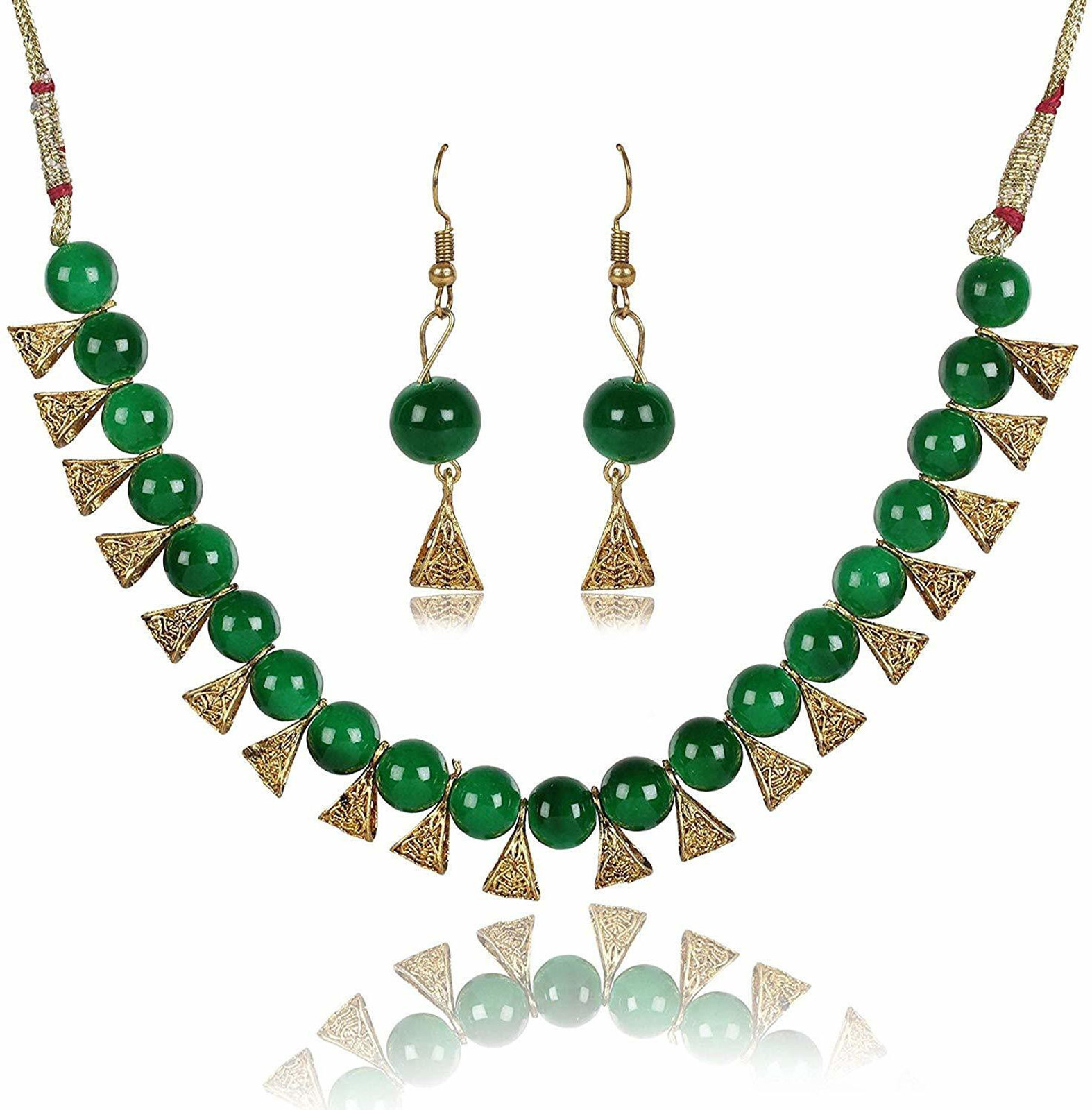 Shimti Brass Green, Gold Jewellery Set (Pack of 1) – Gold