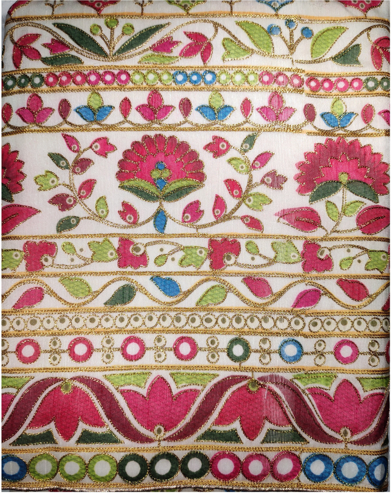 Shimti Chanderi Embellished Suit Fabric – White – view 3