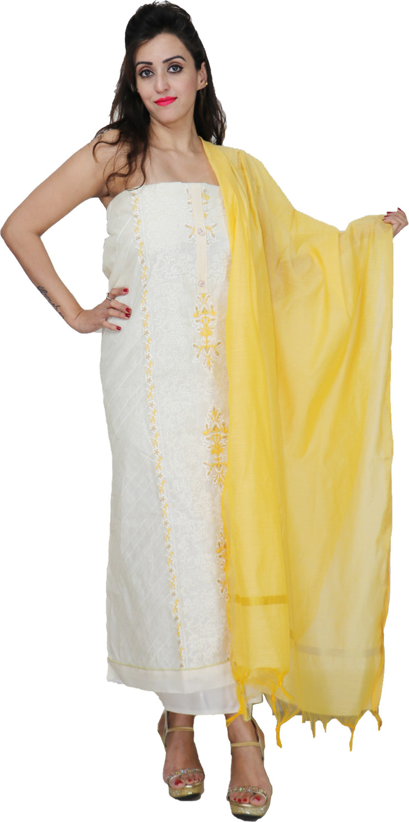 Shimti Chanderi Embroidered Salwar Suit Material () – Multicolor
