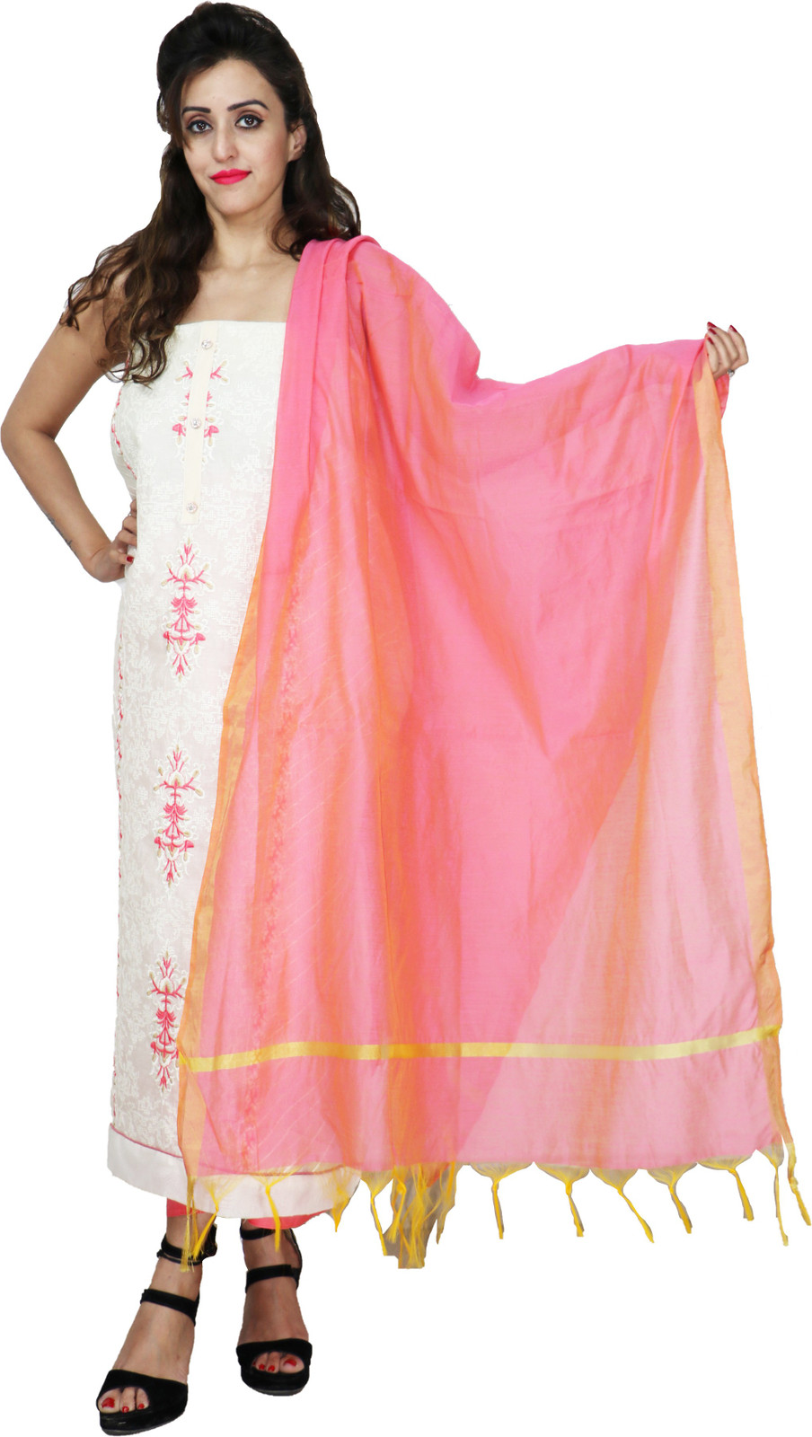 Shimti Chanderi Embroidered Salwar Suit Material () – Multicolor