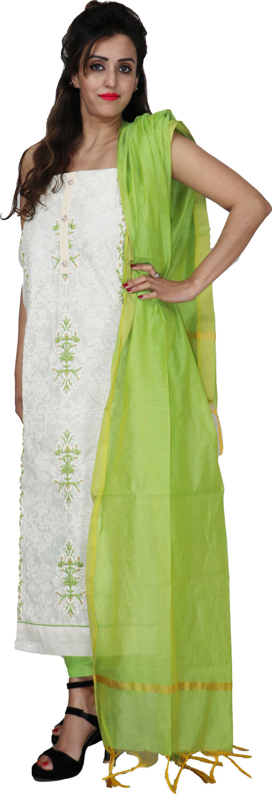 Shimti Chanderi Embroidered Salwar Suit Material – Multicolor
