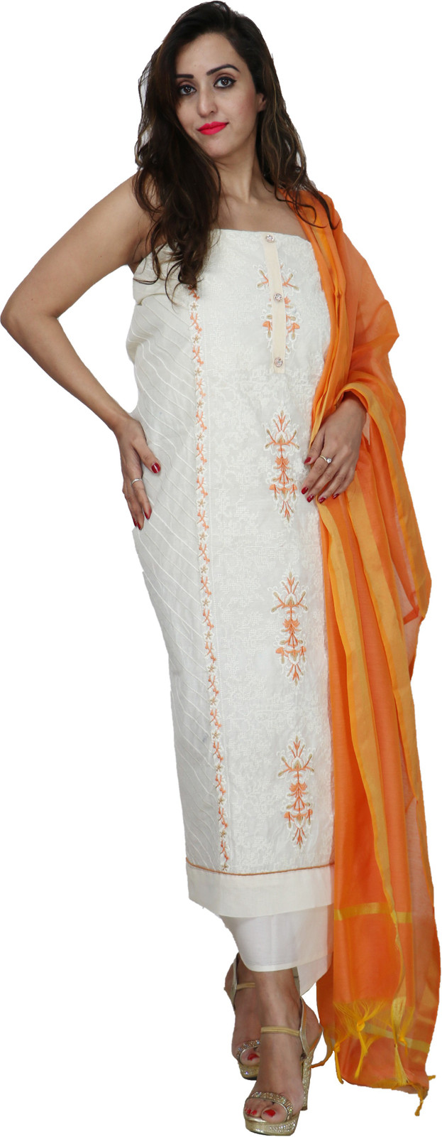 Shimti Chanderi Embroidered Salwar Suit Material () – Multicolor – view 4