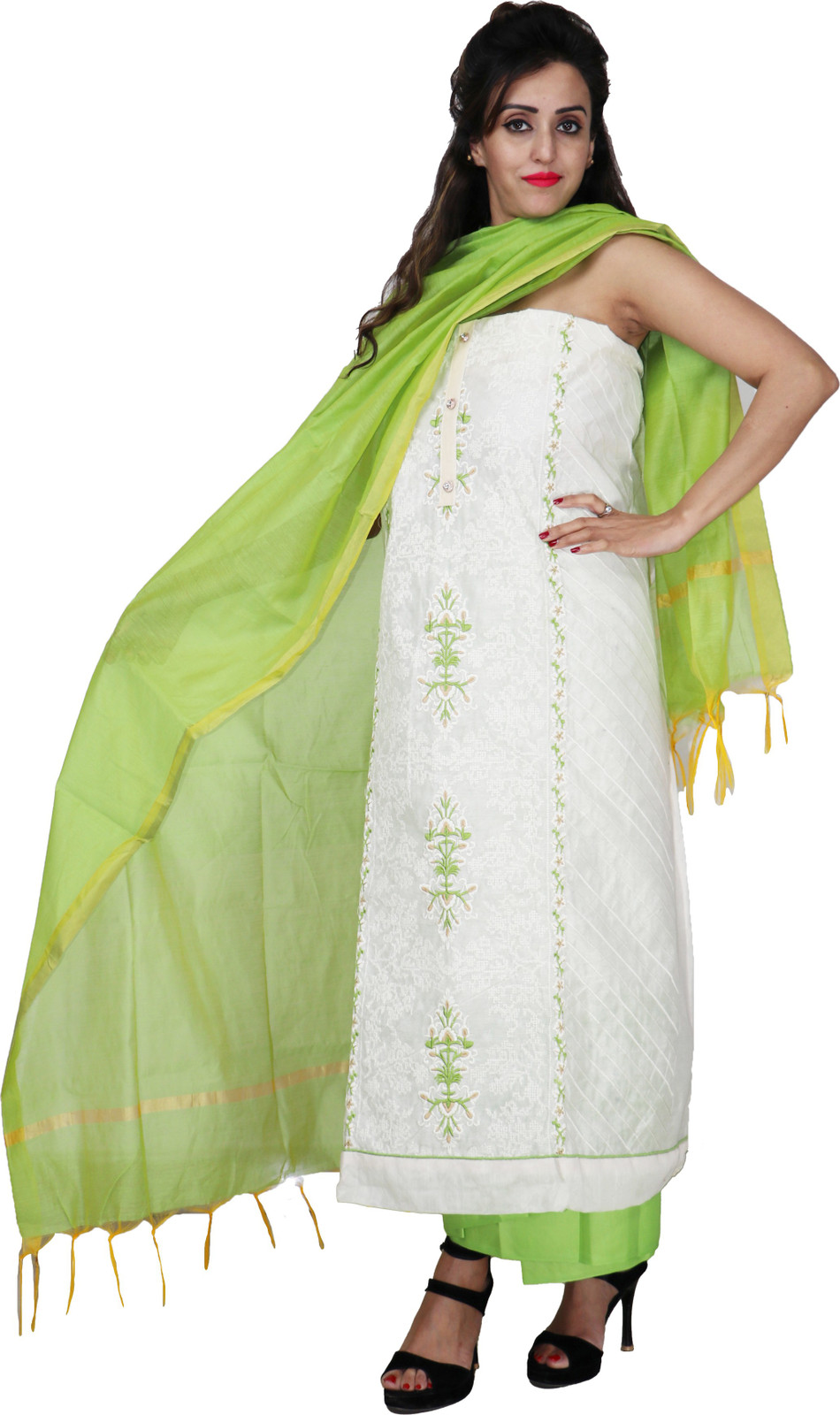 Shimti Chanderi Embroidered Salwar Suit Material – Multicolor – view 4