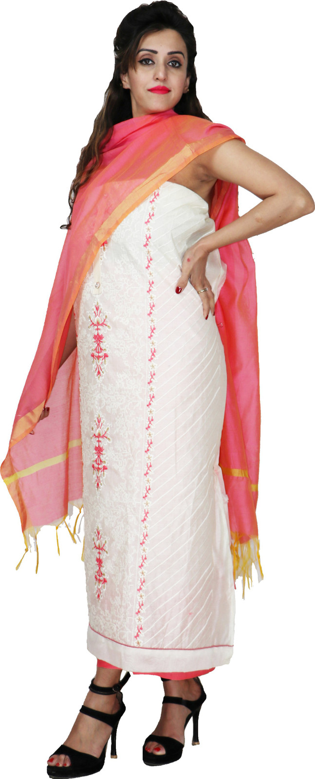 Shimti Chanderi Embroidered Salwar Suit Material () – Multicolor – view 5