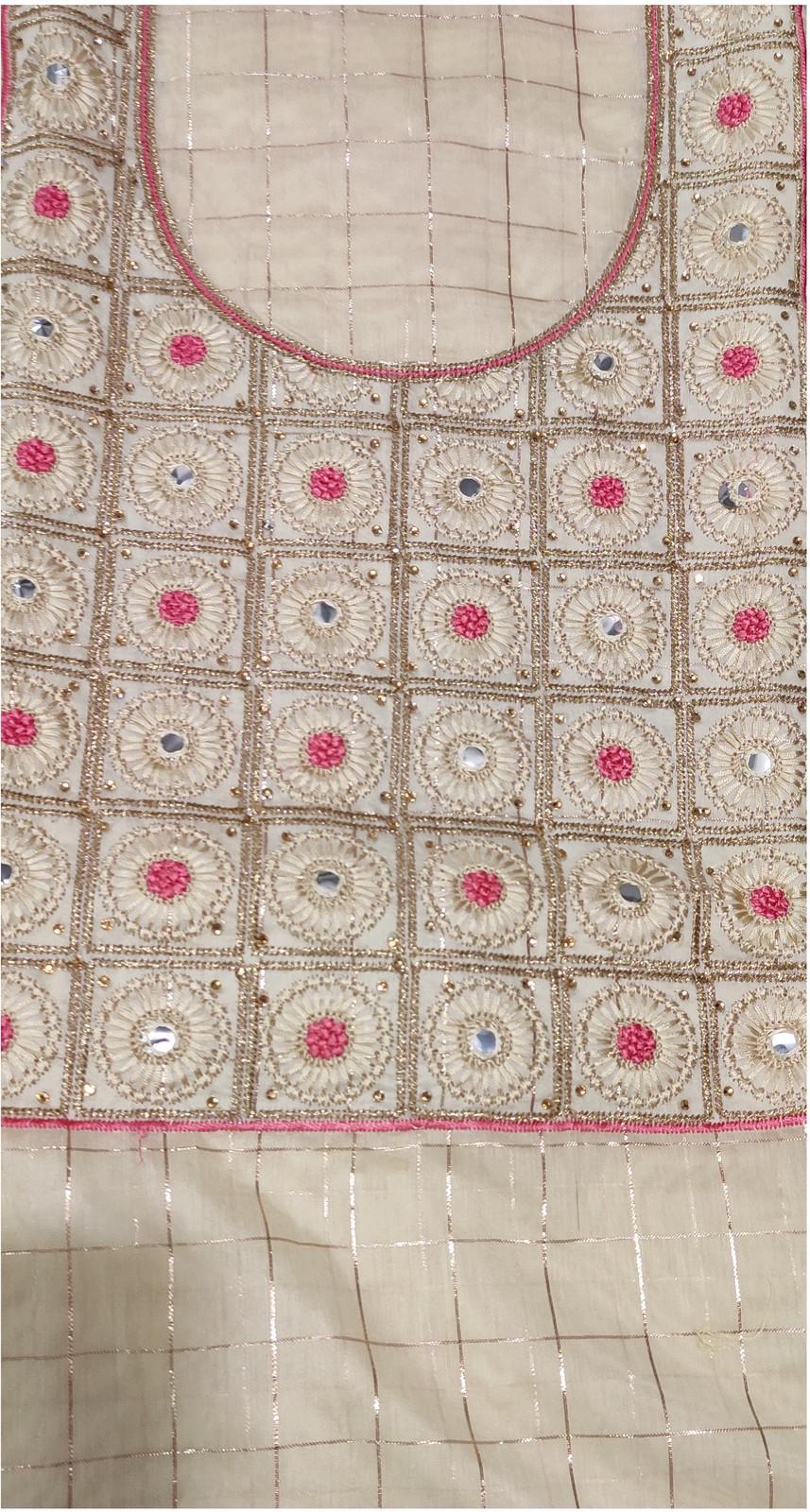 Shimti Chanderi Embroidered Suit Fabric () – Beige – view 3