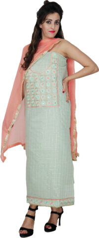 Shimti Chanderi Embroidered Suit Fabric – Green