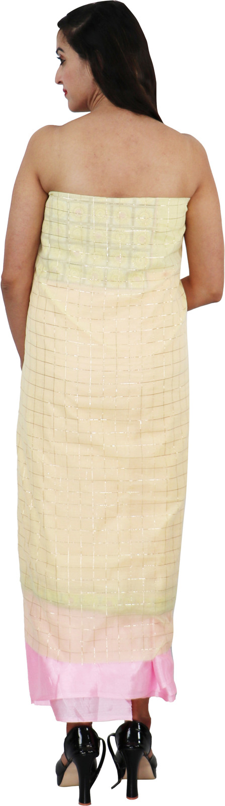 Shimti Chanderi Embroidered Suit Fabric – Light Yellow – view 2