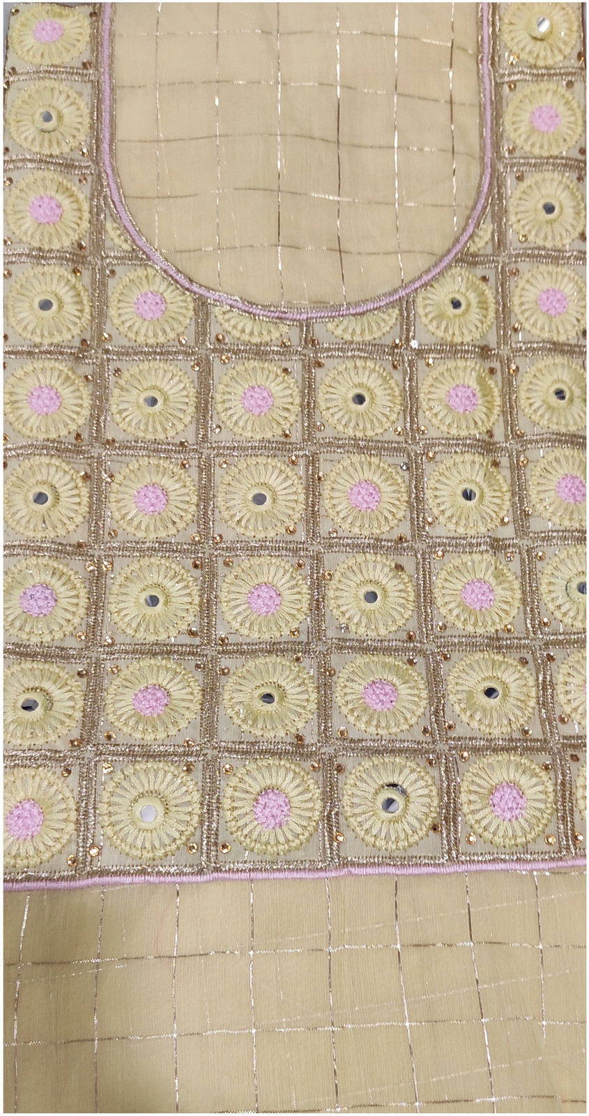 Shimti Chanderi Embroidered Suit Fabric – Light Yellow – view 3