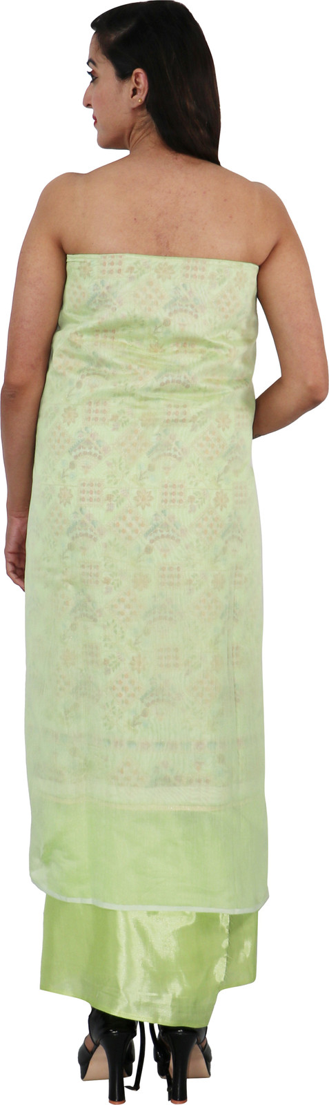Shimti Chanderi Printed Suit Fabric – Light Green – view 2
