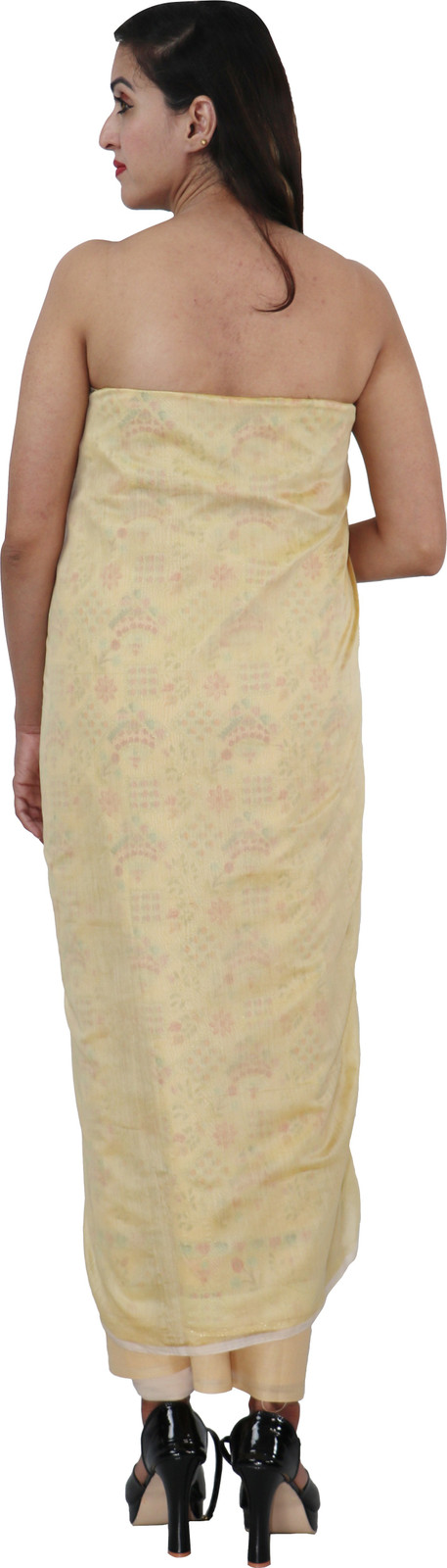 Shimti Chanderi Printed Suit Fabric – Light Yellow – view 2