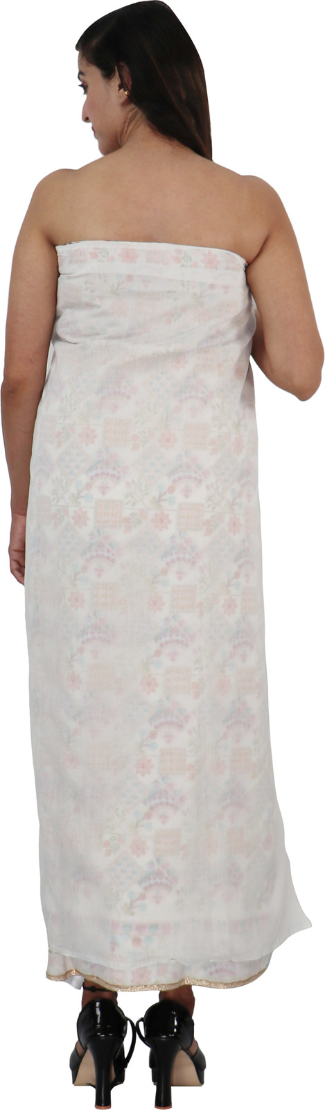 Shimti Chanderi Printed Suit Fabric () – White – view 2