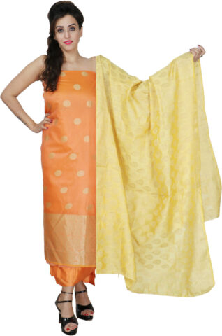 Shimti Chanderi Self Design Salwar Suit Material () – Orange