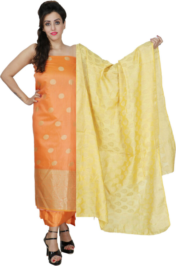 Shimti Chanderi Self Design Salwar Suit Material () – Orange