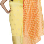 Shimti chanderi self design salwar suit material yellow