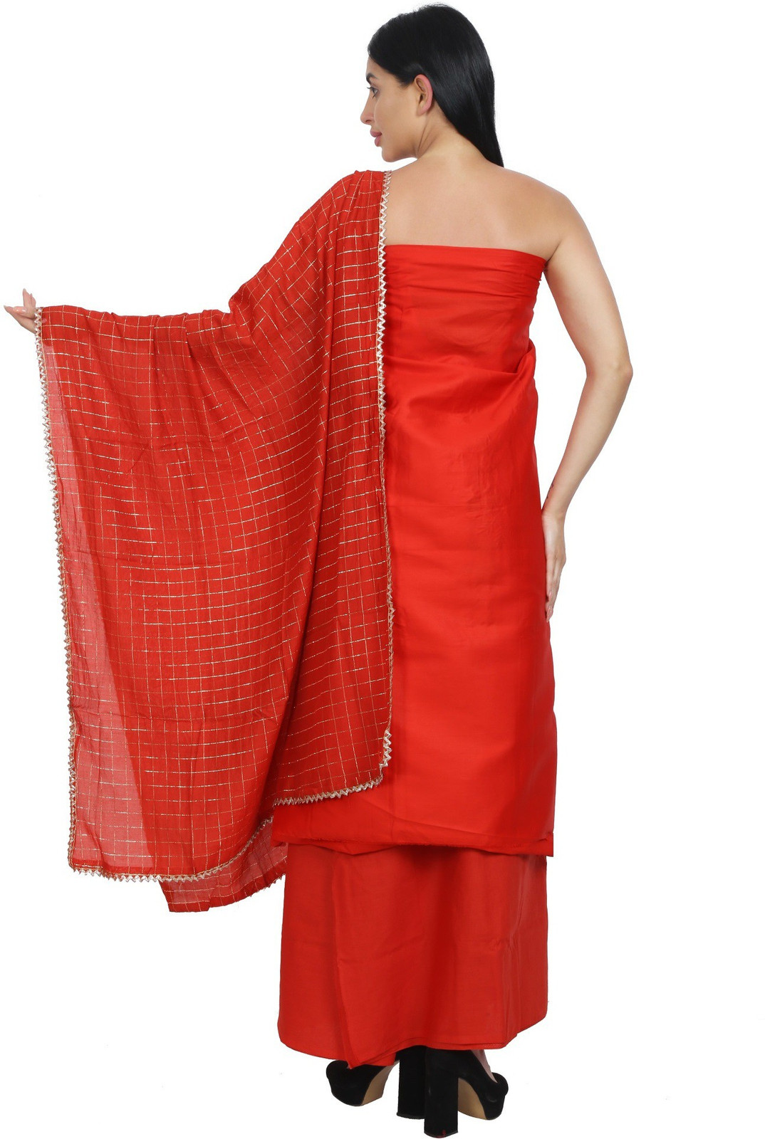 Shimti Cotton Blend Embroidered Salwar Suit Material () – Red – view 2