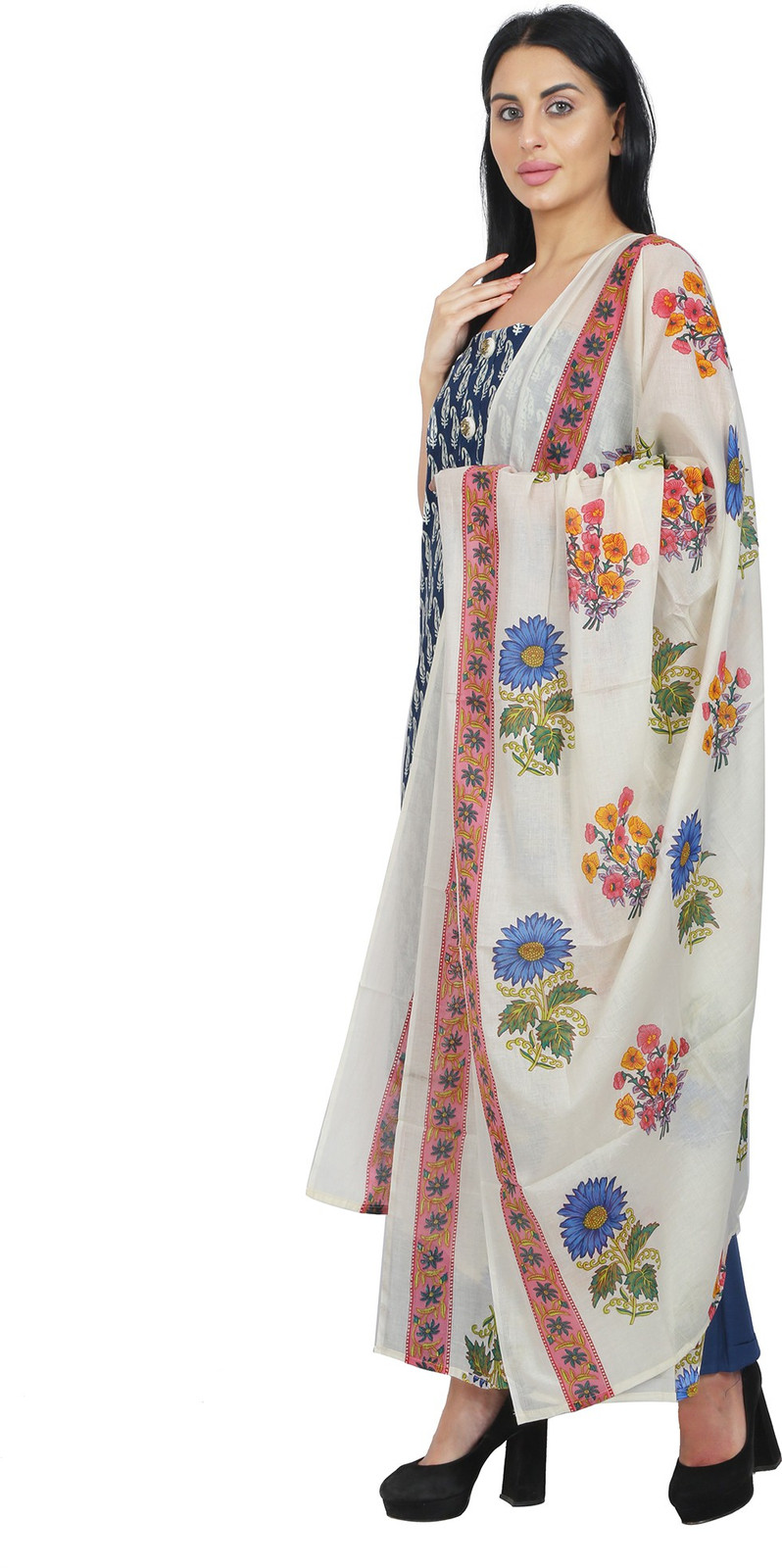 Shimti Cotton Blend Printed Salwar Suit Material () – Blue – view 4