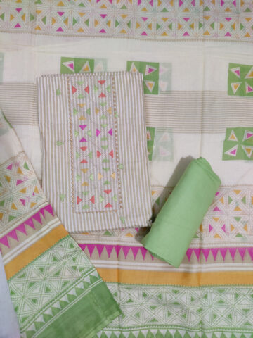 Shimti Cotton Blend Printed Salwar Suit Material – Green
